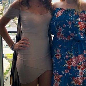 solemio nude bodycon dress